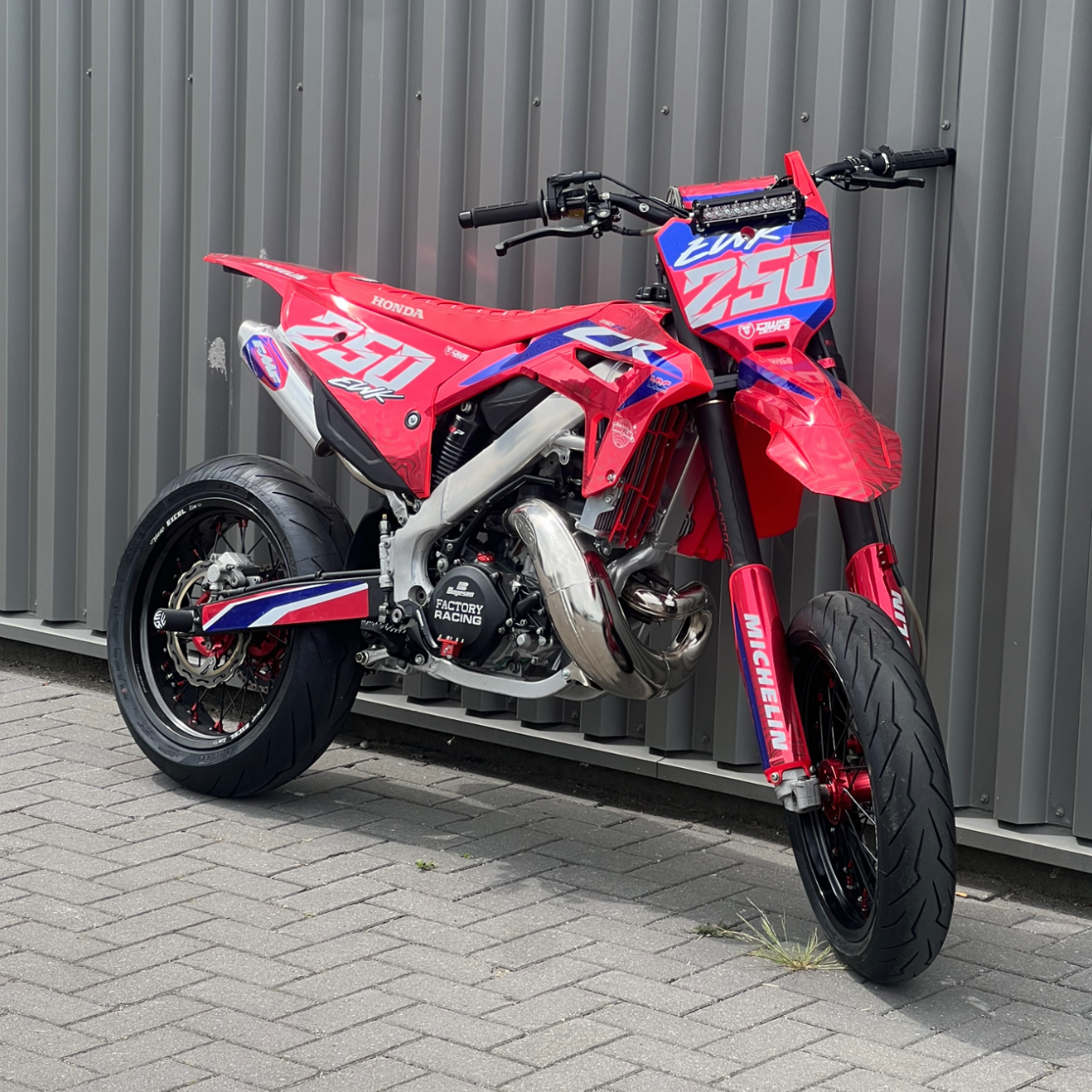 Honda cr250 supermoto with a full custom graphics kit from EazyWheelieKidz