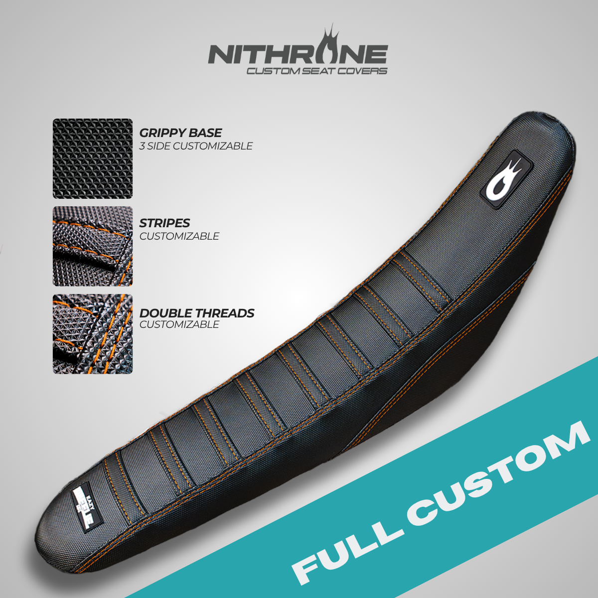 Full custom seat cover for KTM or Husqvarna by Nithrone – top view